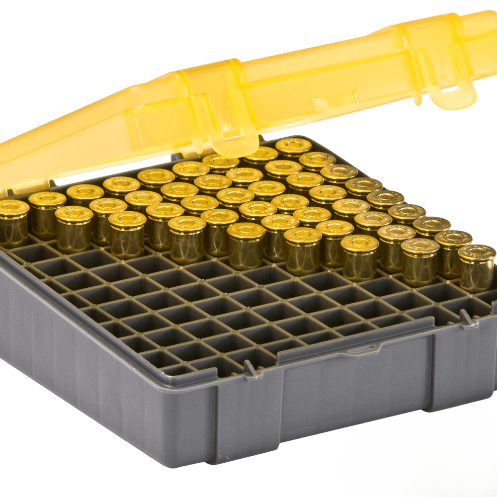 Plano 100 Round Handgun Ammo Case – Durable Storage Box for .41 / .44 / .45 Caliber